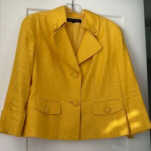 Beautiful Blazing Yellow Ann Klein Cotton Blend blazer size 12